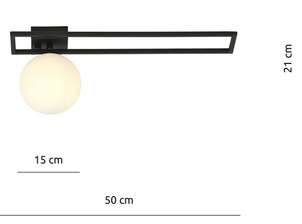 Plafoniera Moderna 1 Luce Perseo 1130/1C Acciaio Nero Vetro Opale