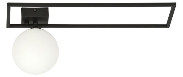 Plafoniera Moderna 1 Luce Perseo 1130/1B Acciaio Nero Vetro Opale