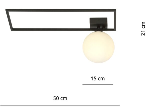 Plafoniera Moderna 1 Luce Perseo 1130/1A Acciaio Nero Vetro Opale