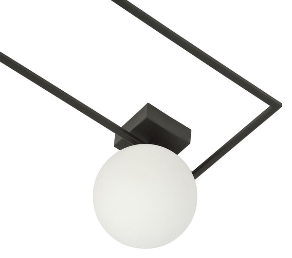 Plafoniera Moderna 1 Luce Perseo 1130/1A Acciaio Nero Vetro Opale