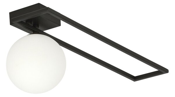 Plafoniera Moderna 1 Luce Perseo 1130/1C Acciaio Nero Vetro Opale