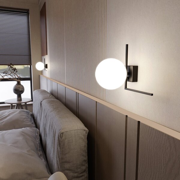 Plafoniera Moderna 1 Luce Perseo 1130/1G Acciaio Nero Vetro Opale
