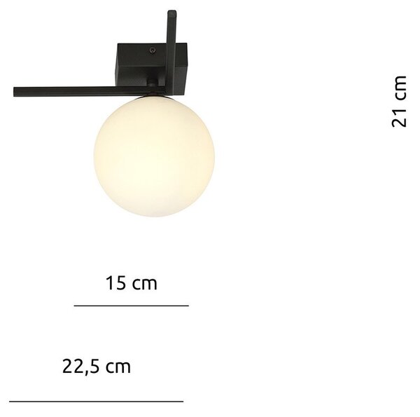 Plafoniera Moderna 1 Luce Perseo 1130/1G Acciaio Nero Vetro Opale