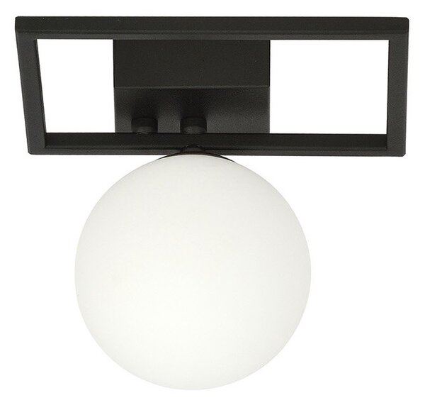 Plafoniera Moderna 1 Luce Perseo 1130/1E Acciaio Nero Vetro Opale