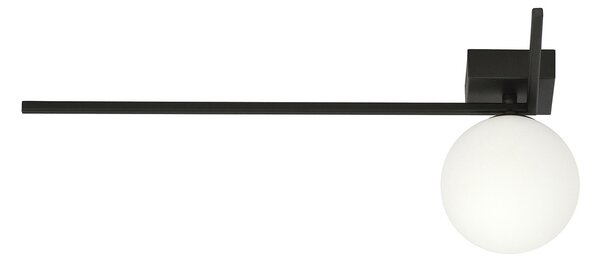 Plafoniera Moderna 1 Luce Perseo 1130/1F Acciaio Nero Vetro Opale