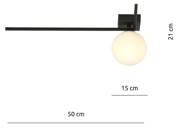 Plafoniera Moderna 1 Luce Perseo 1130/1F Acciaio Nero Vetro Opale