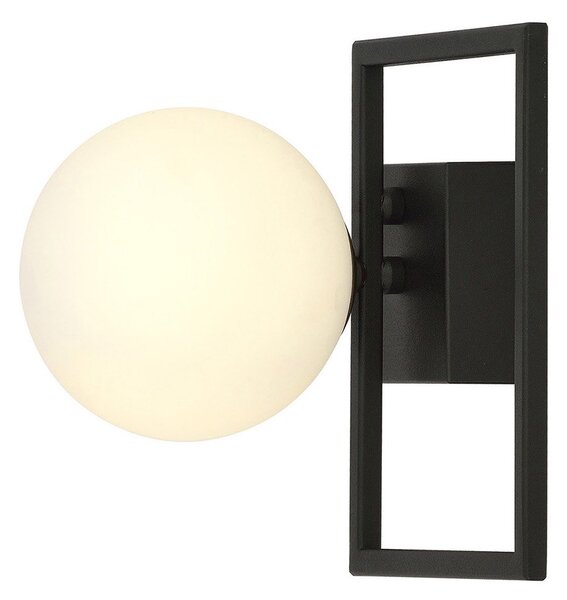 Plafoniera Moderna 1 Luce Perseo 1130/1E Acciaio Nero Vetro Opale