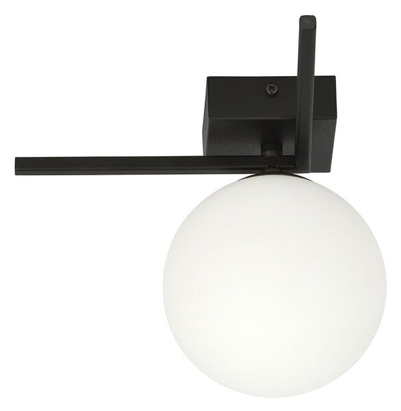 Plafoniera Moderna 1 Luce Perseo 1130/1G Acciaio Nero Vetro Opale
