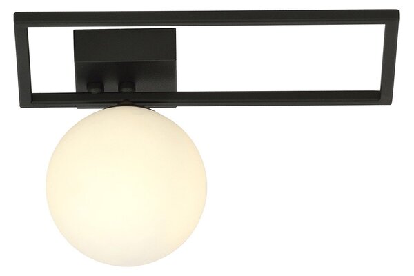 Plafoniera Moderna 1 Luce Perseo 1130/1D Acciaio Nero Vetro Opale