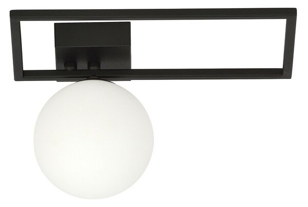 Plafoniera Moderna 1 Luce Perseo 1130/1D Acciaio Nero Vetro Opale