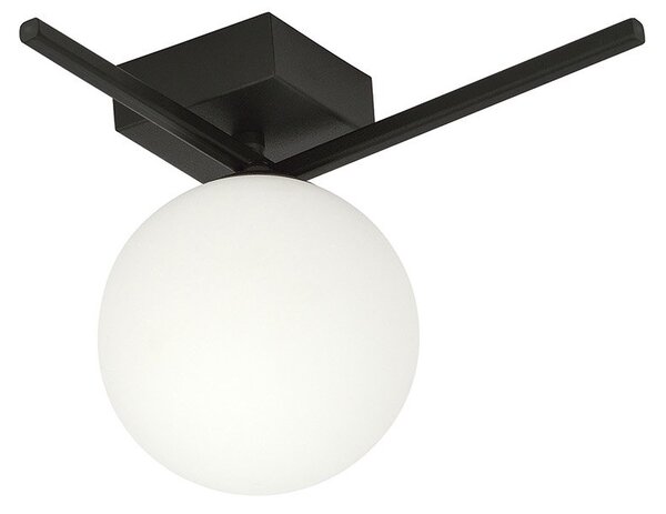 Plafoniera Moderna 1 Luce Perseo 1130/1G Acciaio Nero Vetro Opale