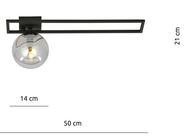 Plafoniera Moderna 1 Luce Perseo 1130/1C Acciaio Nero Vetro Fumè