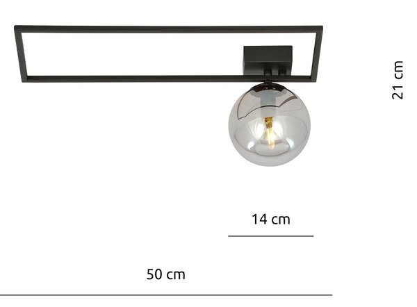 Plafoniera Moderna 1 Luce Perseo 1130/1A Acciaio Nero Vetro Fumè