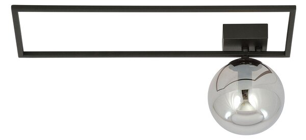 Plafoniera Moderna 1 Luce Perseo 1130/1A Acciaio Nero Vetro Fumè