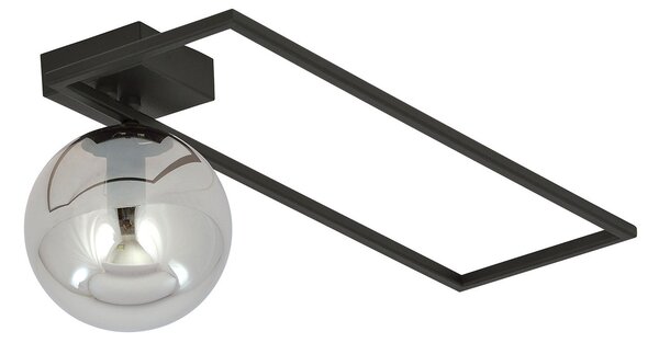 Plafoniera Moderna 1 Luce Perseo 1130/1B Acciaio Nero Vetro Fumè