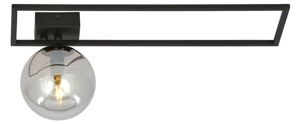 Plafoniera Moderna 1 Luce Perseo 1130/1B Acciaio Nero Vetro Fumè