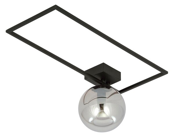 Plafoniera Moderna 1 Luce Perseo 1130/1A Acciaio Nero Vetro Fumè