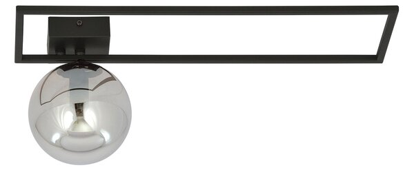 Plafoniera Moderna 1 Luce Perseo 1130/1B Acciaio Nero Vetro Fumè