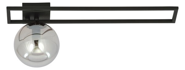 Plafoniera Moderna 1 Luce Perseo 1130/1C Acciaio Nero Vetro Fumè