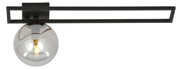 Plafoniera Moderna 1 Luce Perseo 1130/1C Acciaio Nero Vetro Fumè