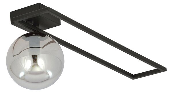 Plafoniera Moderna 1 Luce Perseo 1130/1C Acciaio Nero Vetro Fumè