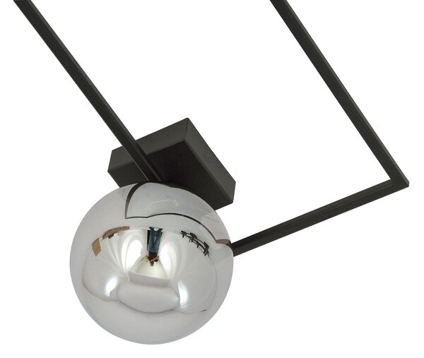 Plafoniera Moderna 1 Luce Perseo 1130/1A Acciaio Nero Vetro Fumè