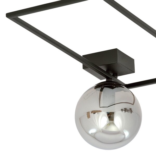 Plafoniera Moderna 1 Luce Perseo 1130/1A Acciaio Nero Vetro Fumè