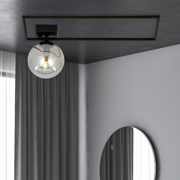 Plafoniera Moderna 1 Luce Perseo 1130/1A Acciaio Nero Vetro Fumè