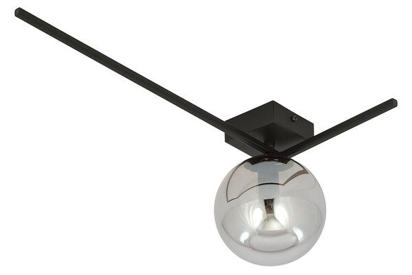 Plafoniera Moderna 1 Luce Perseo 1130/1F Acciaio Nero Vetro Fumè