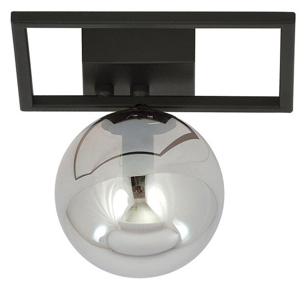 Plafoniera Moderna 1 Luce Perseo 1130/1E Acciaio Nero Vetro Fumè