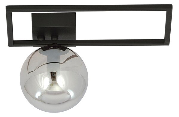 Plafoniera Moderna 1 Luce Perseo 1130/1D Acciaio Nero Vetro Fumè
