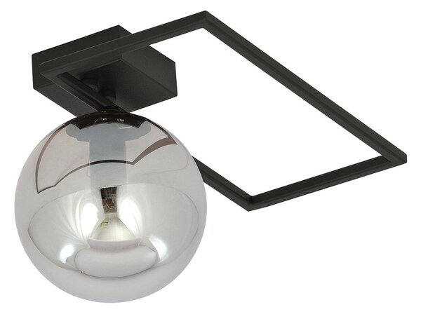 Plafoniera Moderna 1 Luce Perseo 1130/1D Acciaio Nero Vetro Fumè
