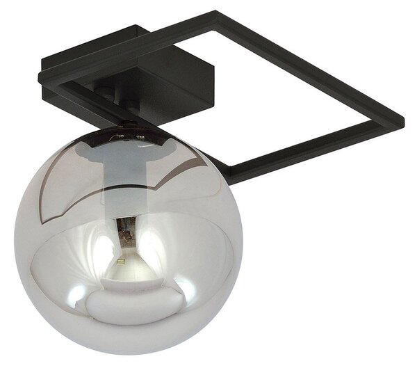 Plafoniera Moderna 1 Luce Perseo 1130/1E Acciaio Nero Vetro Fumè