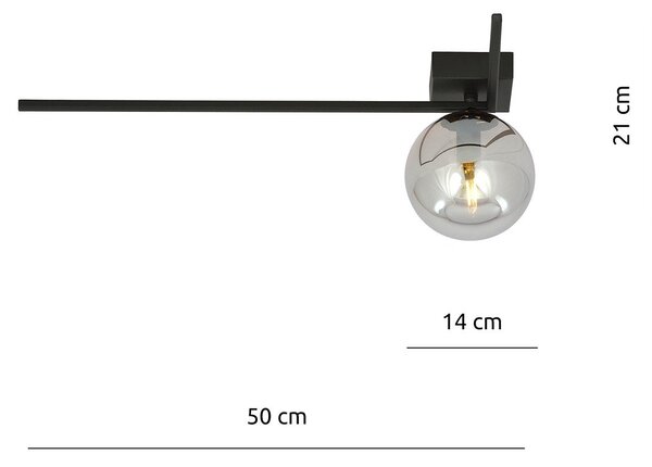 Plafoniera Moderna 1 Luce Perseo 1130/1F Acciaio Nero Vetro Fumè