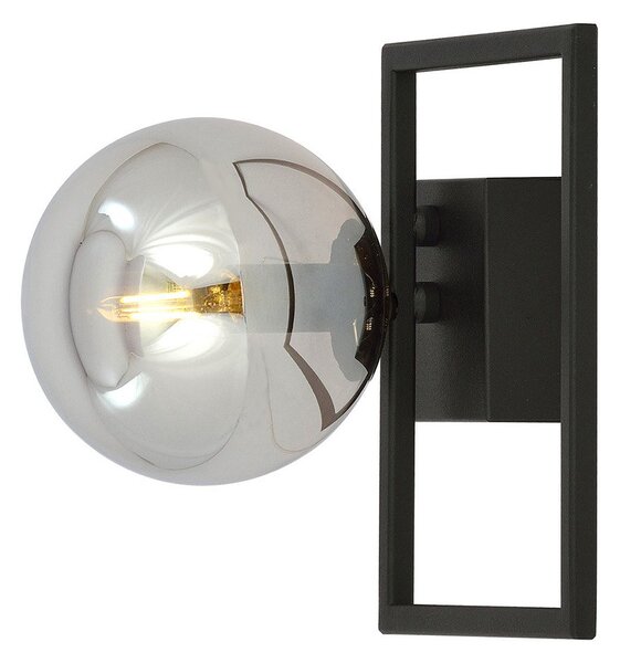 Plafoniera Moderna 1 Luce Perseo 1130/1E Acciaio Nero Vetro Fumè