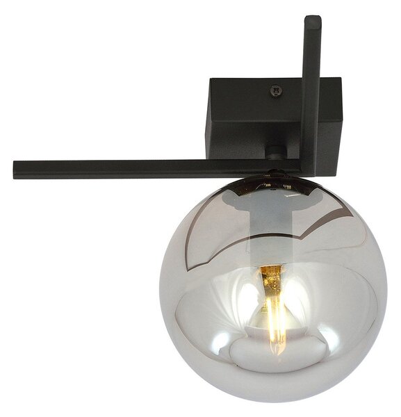Plafoniera Moderna 1 Luce Perseo 1130/1G Acciaio Nero Vetro Fumè