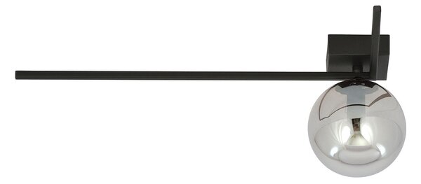 Plafoniera Moderna 1 Luce Perseo 1130/1F Acciaio Nero Vetro Fumè