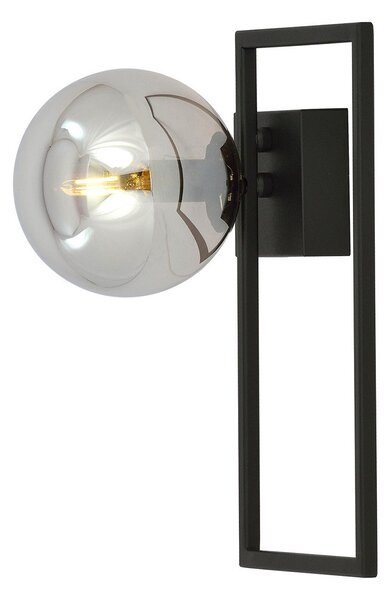 Plafoniera Moderna 1 Luce Perseo 1130/1D Acciaio Nero Vetro Fumè