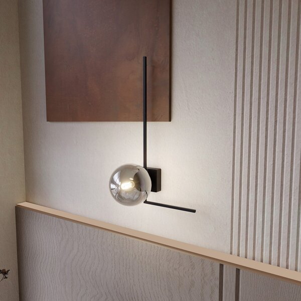 Plafoniera Moderna 1 Luce Perseo 1130/1F Acciaio Nero Vetro Fumè
