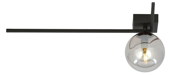 Plafoniera Moderna 1 Luce Perseo 1130/1F Acciaio Nero Vetro Fumè