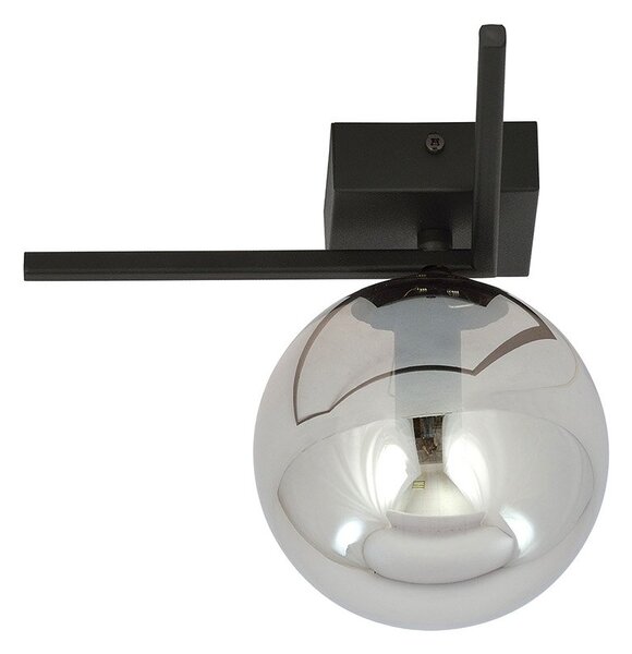 Plafoniera Moderna 1 Luce Perseo 1130/1G Acciaio Nero Vetro Fumè