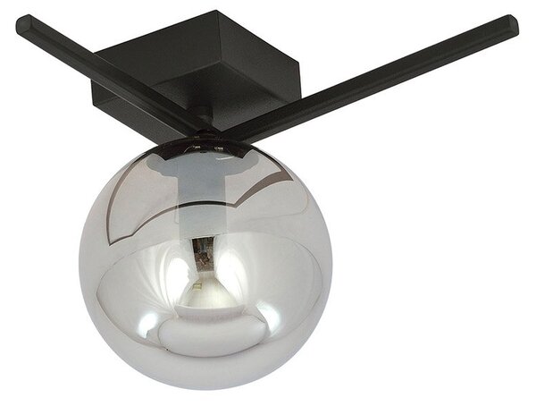 Plafoniera Moderna 1 Luce Perseo 1130/1G Acciaio Nero Vetro Fumè