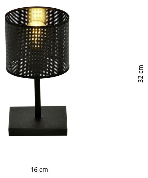 Lampada Da Tavolo Industrial 1 Luce Puro Acciaio Nero Paralume A Cilindro