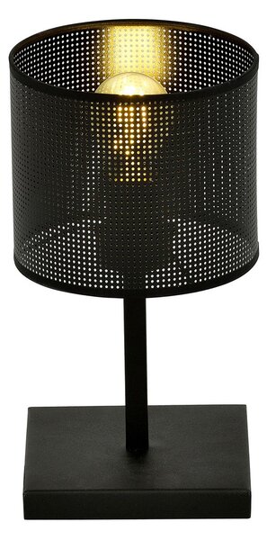 Lampada Da Tavolo Industrial 1 Luce Puro Acciaio Nero Paralume A Cilindro