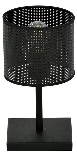 Lampada Da Tavolo Industrial 1 Luce Puro Acciaio Nero Paralume A Cilindro