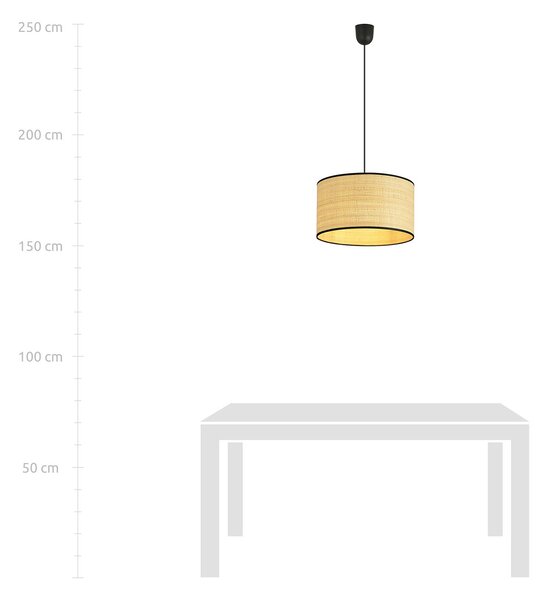 Sospensione Nordica 1 Luce Ladone In Acciaio Nero E Rattan