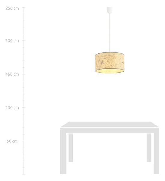 Sospensione Minimal 1 Luce Ladone Acciaio Bianco E Beige Effetto Sughero