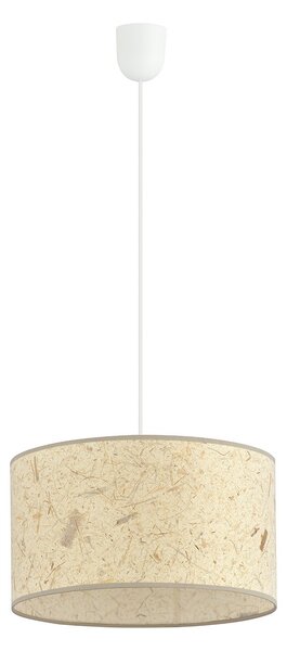 Sospensione Minimal 1 Luce Ladone Acciaio Bianco E Beige Effetto Sughero