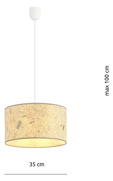 Sospensione Minimal 1 Luce Ladone Acciaio Bianco E Beige Effetto Sughero