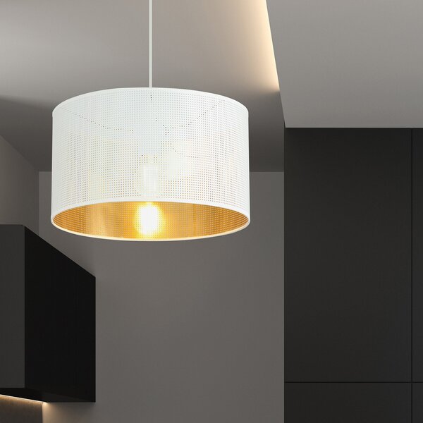 Sospensione Minimal 1 Luce Ladone In Acciaio Bianco E Oro